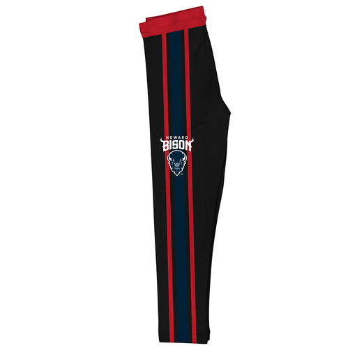 Howard University Bison Vive La Fete Girls Game Day Black with Red Stripes Leggings Tights