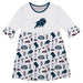 Howard University Bison 3/4 Sleeve Solid White Repeat Print Hand Sketched Vive La Fete Impressions Artwork on Skirt