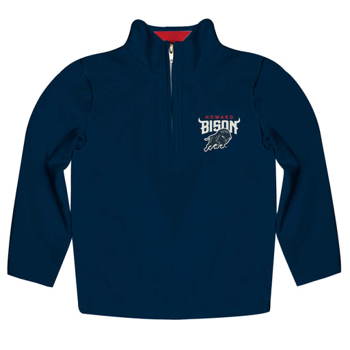 Howard Bison Vive La Fete Game Day Solid Blue Quarter Zip Pullover Sleeves