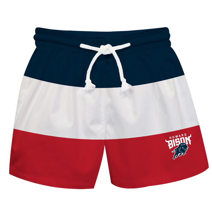 Howard Bison Vive La Fete Blue White Red Stripes Swimtrunks V1