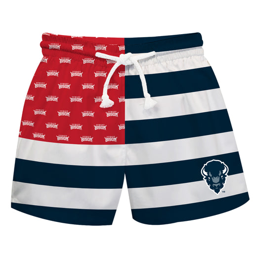 Howard Bison Vive La Fete Game Day Blue White Red Flag Swimtrunks V1