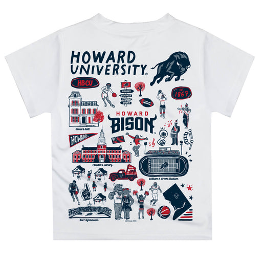 Howard University Bison Hand Sketched Vive La Fete Impressions Artwork Boys Blue Short Sleeve Tee Shirt - Vive La Fête - Online Apparel Store