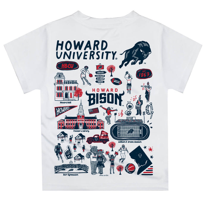 Howard University Bison Hand Sketched Vive La Fete Impressions Artwork Boys Blue Short Sleeve Tee Shirt - Vive La Fête - Online Apparel Store