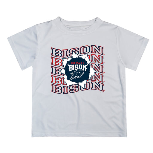 Howard University Bison Vive La Fete  White Art V1 Short Sleeve Tee Shirt
