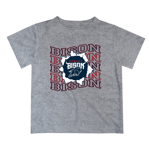 Howard University Bison Vive La Fete  Gray Art V1 Short Sleeve Tee Shirt