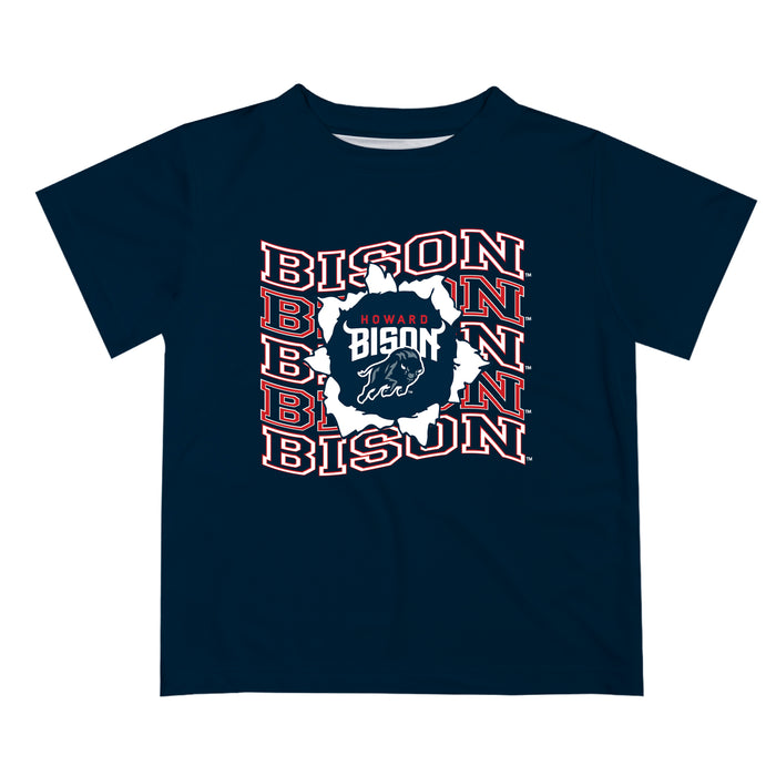 Howard University Bison Vive La Fete  Blue Art V1 Short Sleeve Tee Shirt