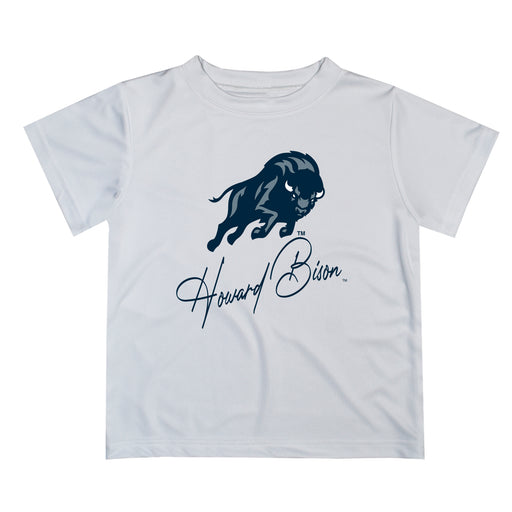 Howard University Bison Vive La Fete Script V1 White Short Sleeve Tee Shirt