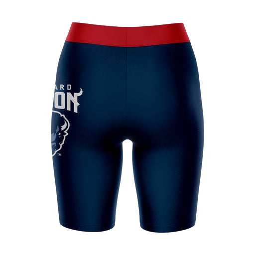 Howard Bison Vive La Fete Game Day Logo on Thigh and Waistband Blue and Red Women Bike Short 9 Inseam - Vive La Fête - Online Apparel Store