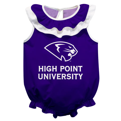 High Point University Panthers HPU Purple Sleeveless Ruffle Onesie Logo Bodysuit by Vive La Fete