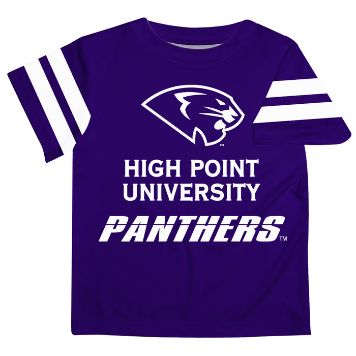 High Point Panthers Vive La Fete Boys Game Day Purple Short Sleeve Tee with Stripes on Sleeves - Vive La Fête - Online Apparel Store