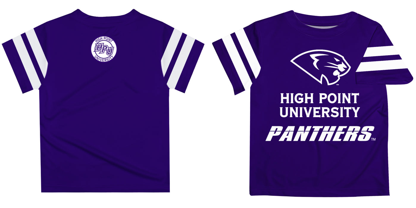 High Point Panthers Vive La Fete Boys Game Day Purple Short Sleeve Tee with Stripes on Sleeves - Vive La Fête - Online Apparel Store