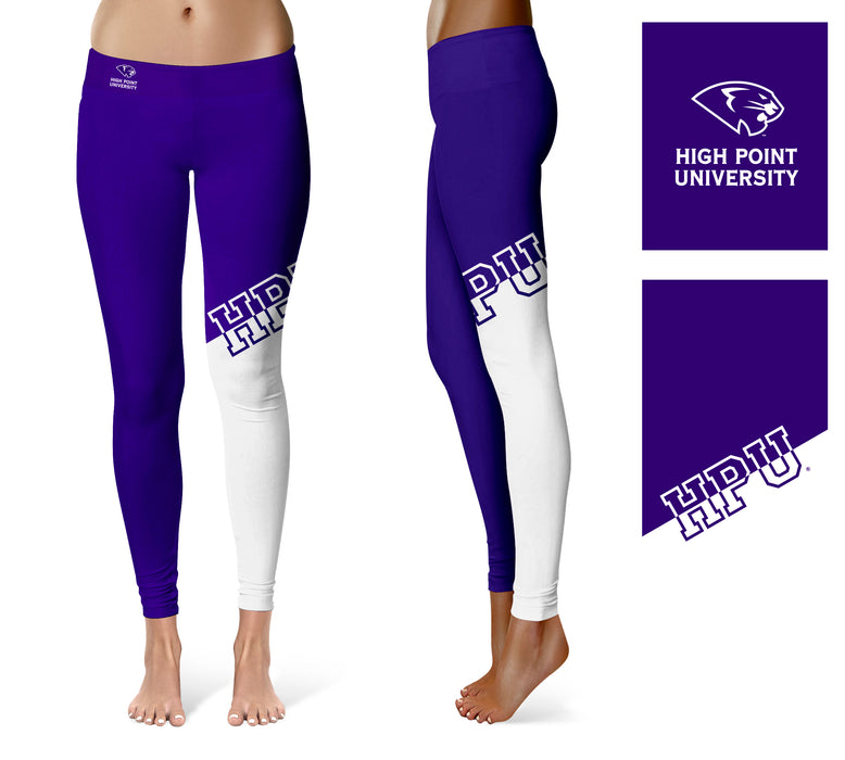 High Point University Panthers Vive la Fete Game Day Collegiate Leg Color Block Women Purple White Yoga Leggings - Vive La Fête - Online Apparel Store