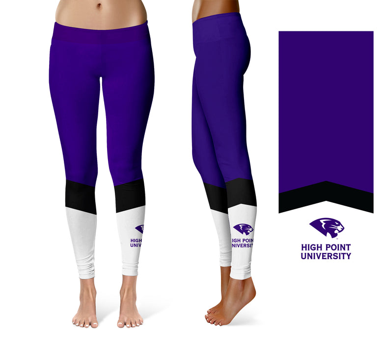 High Point University Panthers Vive la Fete Game Day Collegiate Ankle Color Block Women Purple White Yoga Leggings - Vive La Fête - Online Apparel Store