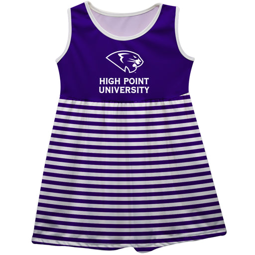 High Point Panthers Vive La Fete Girls Game Day Sleeveless Tank Dress Solid Purple Logo Stripes on Skirt - Vive La Fête - Online Apparel Store