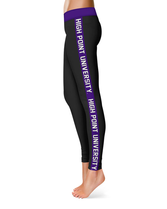 High Point University Panthers Purple Stripe Black Leggings - Vive La Fête - Online Apparel Store