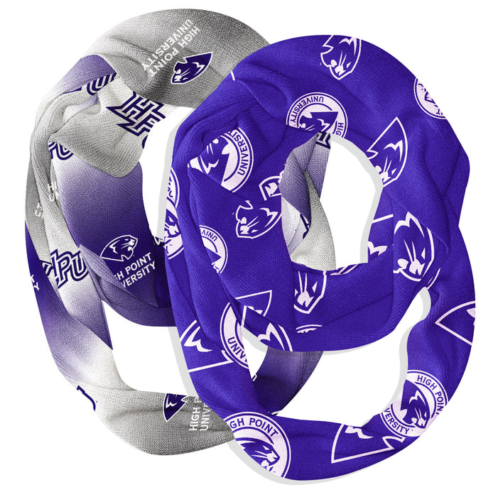High Point Panthers Vive La Fete All Over Logo Collegiate Women Set of 2 Light Weight Ultra Soft Infinity Scarfs