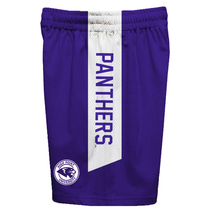 High Point Panthers HPU Vive La Fete Game Day Purple Stripes Boys Solid White Athletic Mesh Short - Vive La Fête - Online Apparel Store