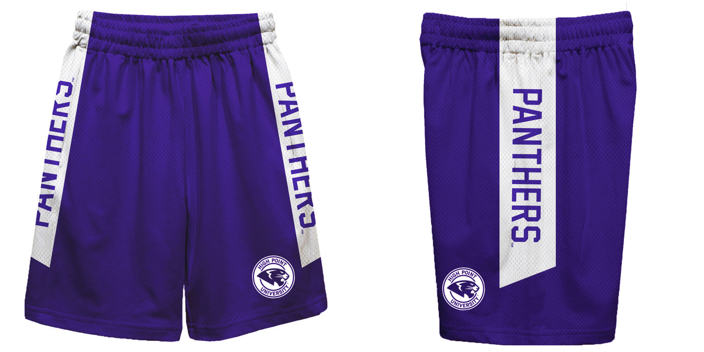 High Point Panthers HPU Vive La Fete Game Day Purple Stripes Boys Solid White Athletic Mesh Short - Vive La Fête - Online Apparel Store