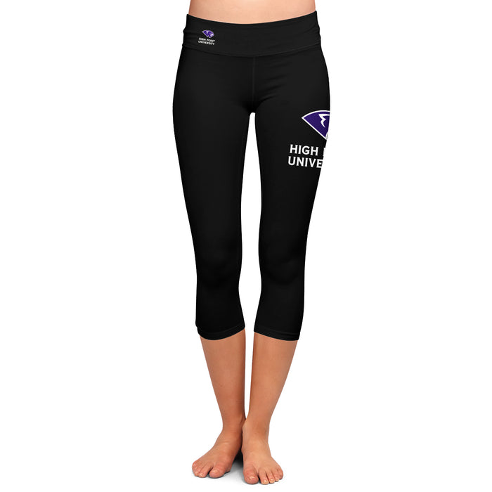 High Point Panthers HPU Vive La Fete Game Day Collegiate Large Logo on Thigh and Waist Girls Black Capri Leggings