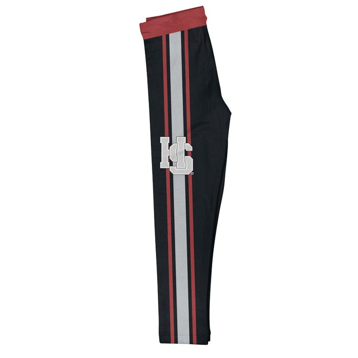 Hampden Sydney Maroon Waist Gray And Maroon Stripes Black Leggings - Vive La Fête - Online Apparel Store