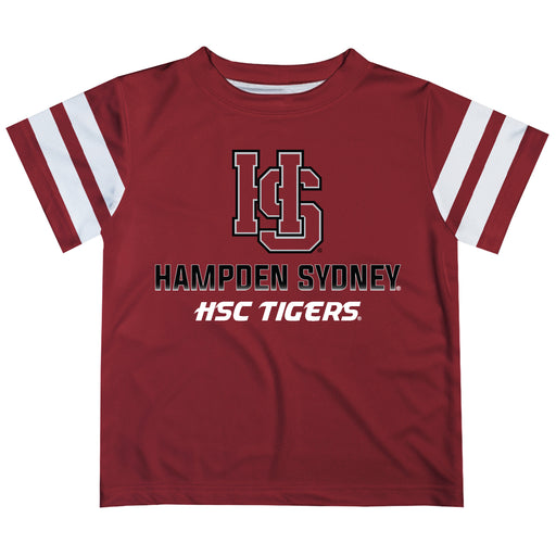 Hampden Sydney Stripes Maroon Short Sleeve Tee Shirt - Vive La Fête - Online Apparel Store