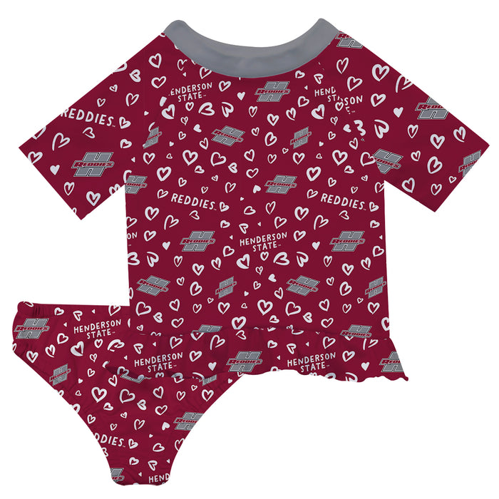 Henderson State Reddies Vive La Fete All Over Logo Red Long Sleeve Bikini Set