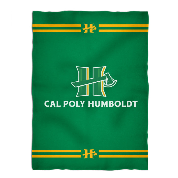 Cal Poly Humboldt Lumberjacks Vive La Fete Game Day Soft Premium Fleece Green Throw Blanket 40 x 58 Logo and Stripes