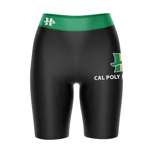 Cal Poly Humboldt Lumberjacks Vive La Fete Game Day Logo on Thigh and Waistband Black & Green Women Bike Short 9 Inseam