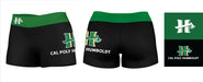 Cal Poly Humboldt Lumberjacks Vive La Fete Logo on Thigh & Waistband Black Green Women Booty Workout Shorts 3.75 Inseam" - Vive La Fête - Online Apparel Store
