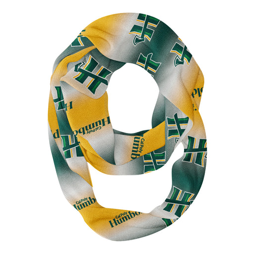 Cal Poly Humboldt Lumberjacks Vive La Fete All Over Logo Game Day Collegiate Women Ultra Soft Knit Infinity Scarf