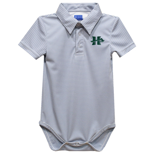 Cal Poly Humboldt Lumberjacks Embroidered Gray Stripe Knit Polo Onesie