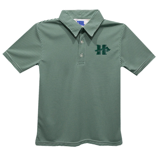 Cal Poly Humboldt Lumberjacks Embroidered Hunter Green Stripes Short Sleeve Polo Box Shirt