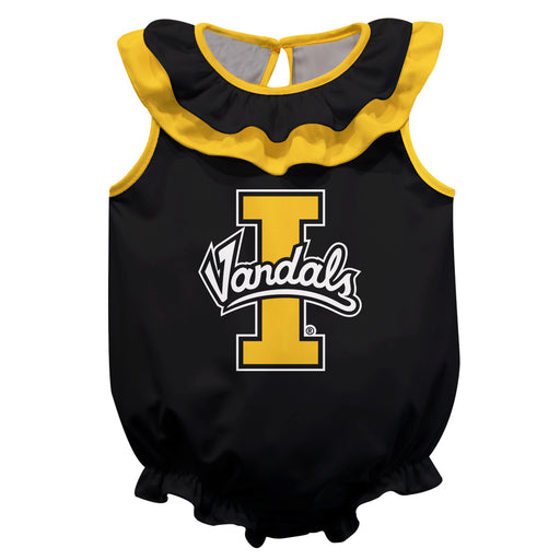 Idaho Vandals Black Sleeveless Ruffle Onesie Mascot Bodysuit by Vive La Fete