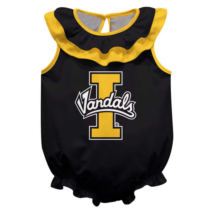 Idaho Vandals Black Sleeveless Ruffle Onesie Mascot Bodysuit by Vive La Fete