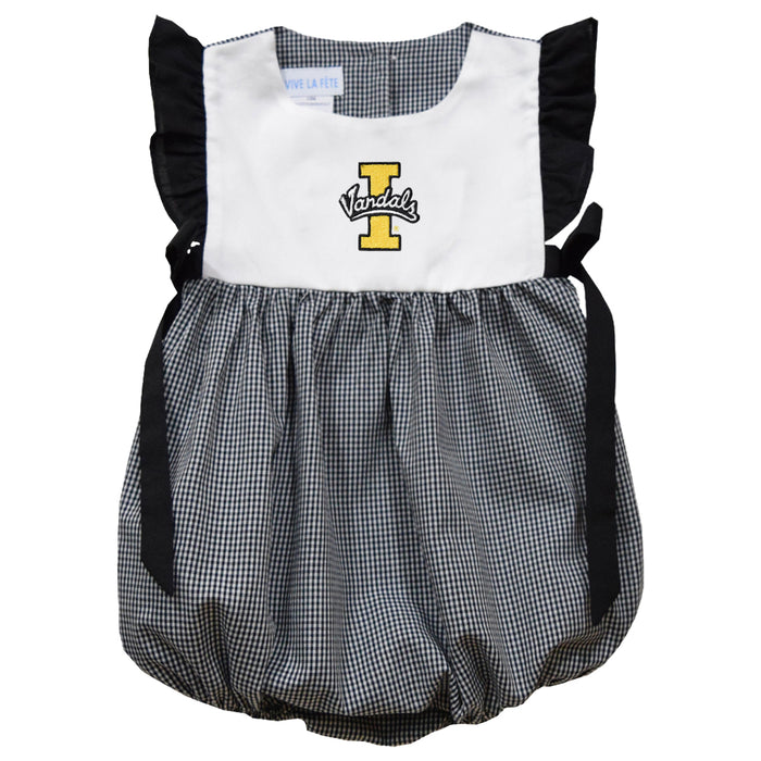 Idaho Vandals Embroidered Black Gingham Short Sleeve Girls Bubble