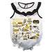 Idaho Vandals White Hand Sketched Vive La Fete Impressions Artwork Sleeveless Ruffle Onesie Bodysuit