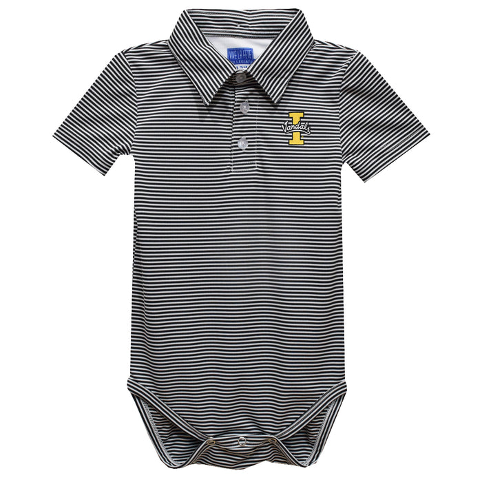 Idaho Vandals Embroidered Black Stripe Knit Polo Onesie