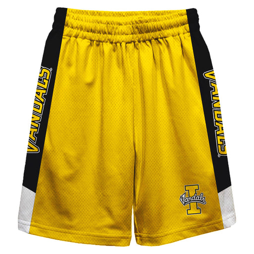 Idaho Vandals Vive La Fete Game Day Gold Stripes Boys Solid Black Athletic Mesh Short
