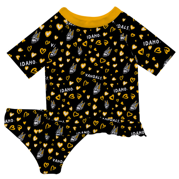 U of I Vandals Vive La Fete All Over Logo Gold Long Sleeve Bikini Set