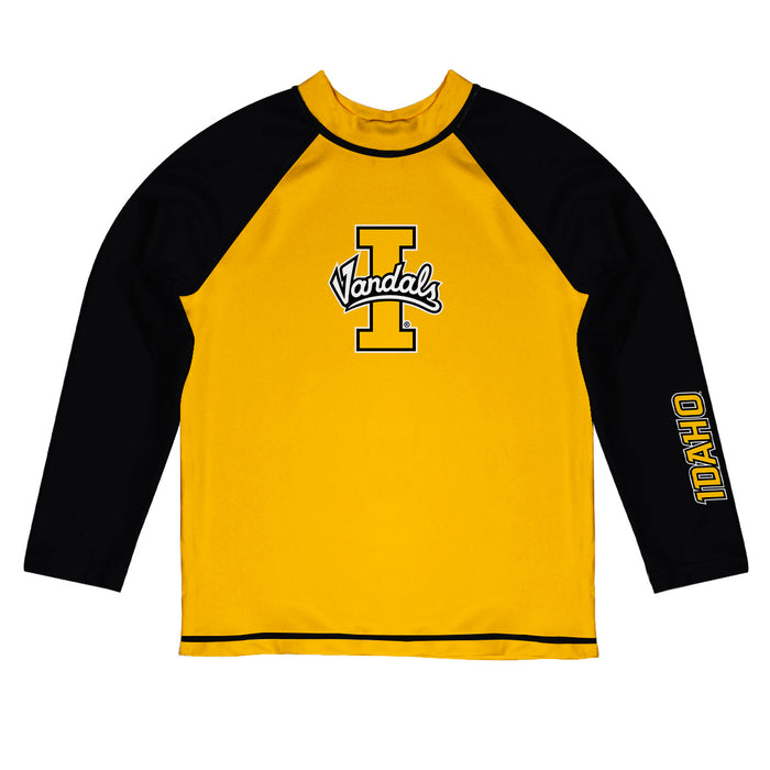 Idaho Vandals Vive La Fete Logo Gold Black Long Sleeve Raglan Rashguard