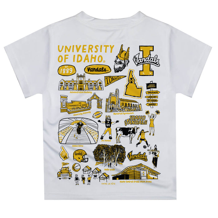 Idaho Vandals Hand Sketched Vive La Fete Impressions Artwork Boys Black Short Sleeve Tee Shirt - Vive La Fête - Online Apparel Store