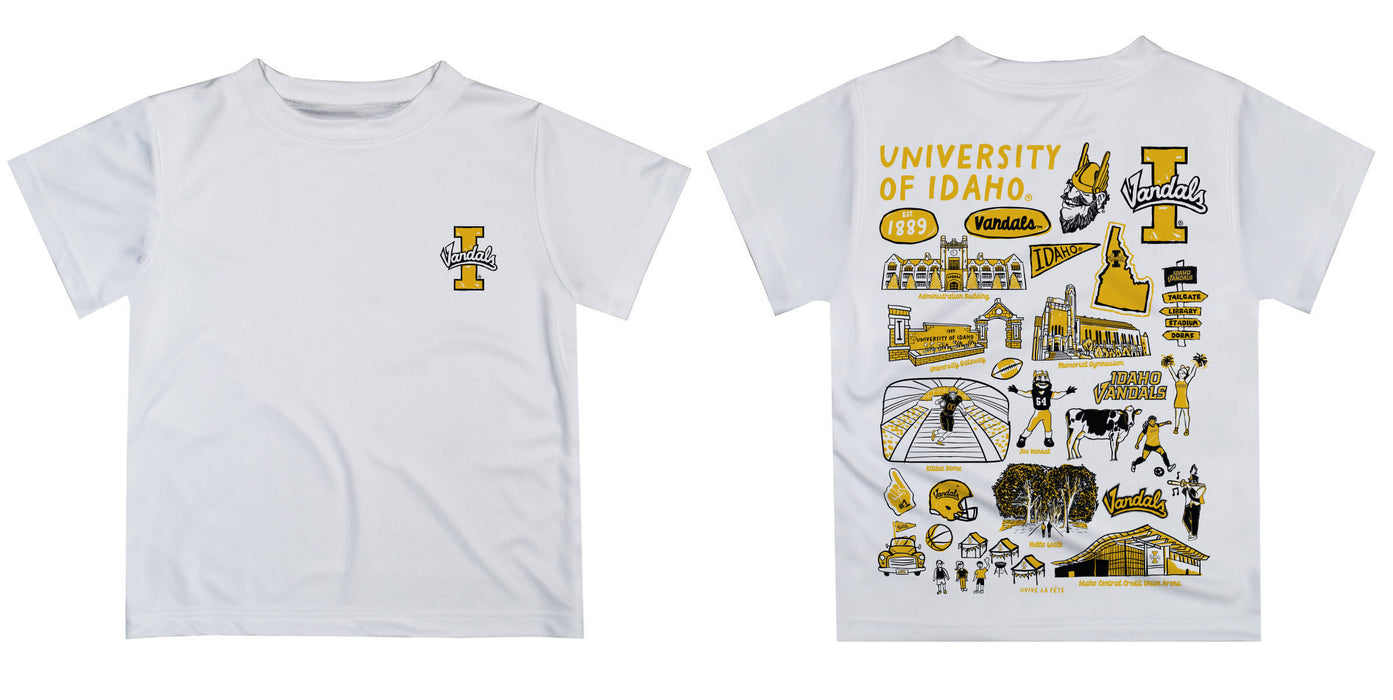 Idaho Vandals Hand Sketched Vive La Fete Impressions Artwork Boys Black Short Sleeve Tee Shirt - Vive La Fête - Online Apparel Store