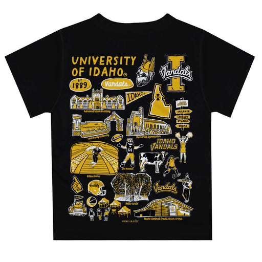 Idaho Vandals Hand Sketched Vive La Fete Impressions Artwork Boys Black Short Sleeve Tee Shirt - Vive La Fête - Online Apparel Store