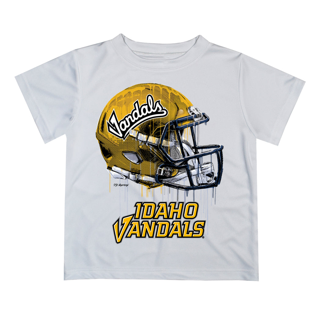 Idaho Vandals Original Dripping Football Helmet Gold T-Shirt by 24M - High Quality Apparels