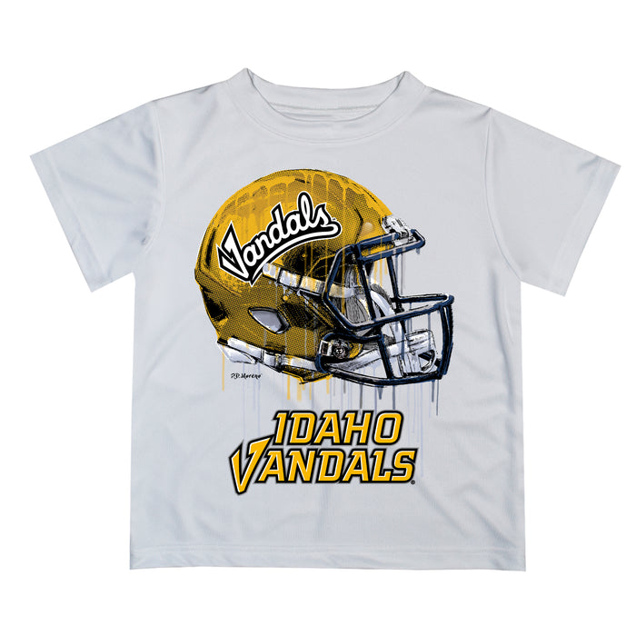 Idaho Vandals Original Dripping Football Helmet White T-Shirt by Vive La Fete