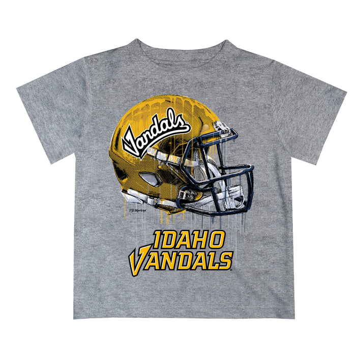 Idaho Vandals Original Dripping Football Helmet Heather Gray T-Shirt by Vive La Fete