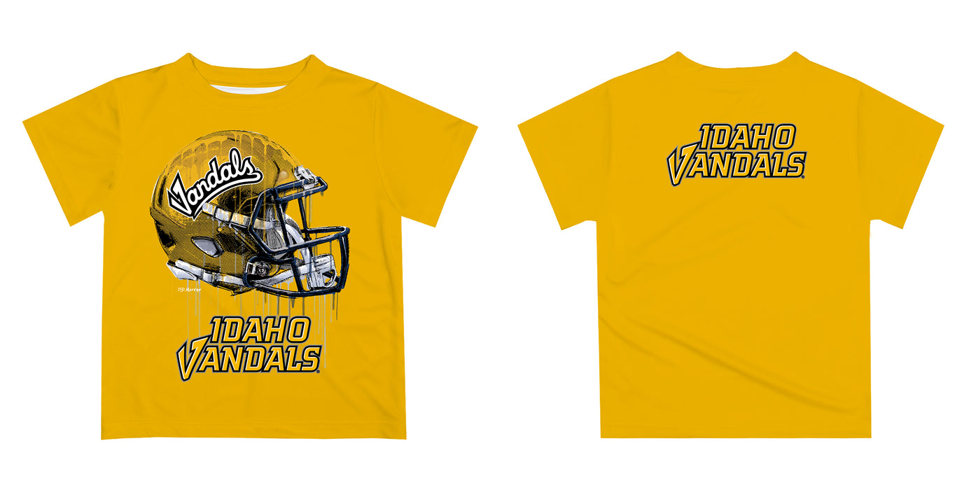 Idaho Vandals Original Dripping Football Helmet Gold T-Shirt by Vive La Fete - Vive La Fête - Online Apparel Store