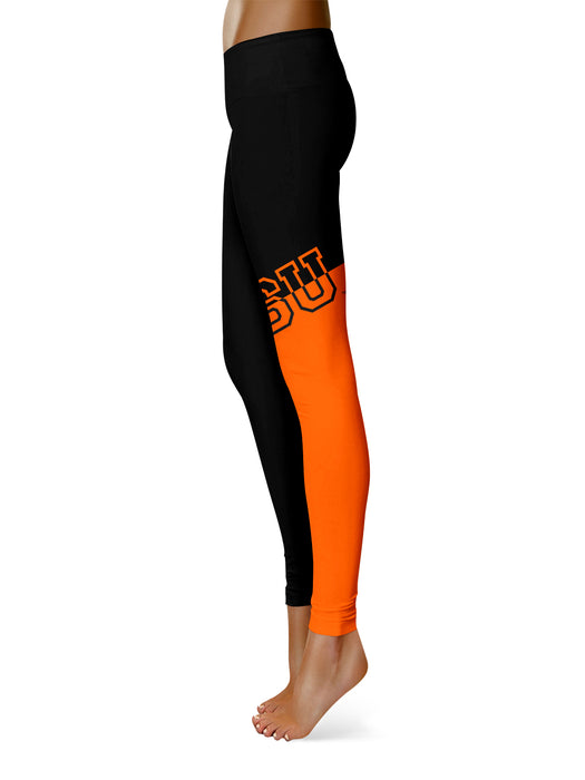 Idaho State Bengals ISU Vive la Fete Game Day Collegiate Leg Color Block Women Black Orange Yoga Leggings - Vive La Fête - Online Apparel Store