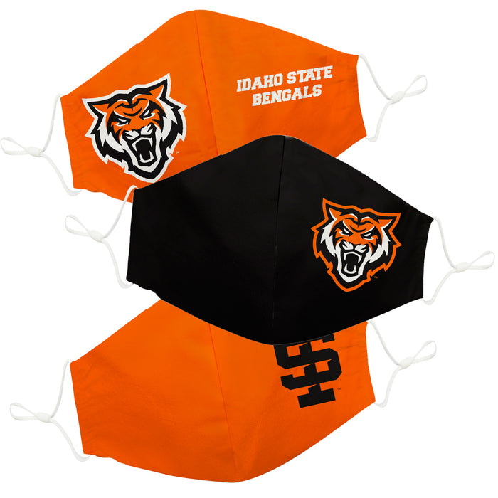 Idaho State University Bengals Face Mask Orange and Black Set of Three - Vive La Fête - Online Apparel Store