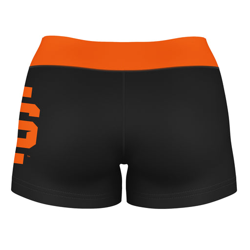 Idaho State Bengals ISU Vive La Fete Logo on Thigh & Waistband Black & Orange Women Booty Workout Shorts 3.75 Inseam" - Vive La Fête - Online Apparel Store